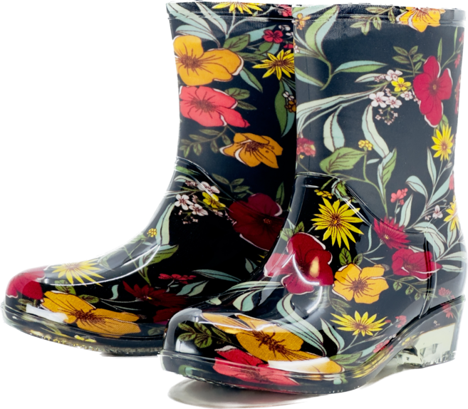 펭귄 꽃무늬 고무 장화 주방 여성 여자 22cm