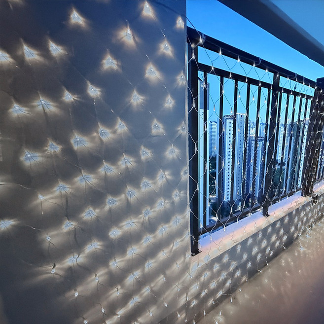 크리스마스 LED 24V 그물전구 256구 잔디 나무 캠핑 줄 야외 트리 전구 1분설치, 백색, 2개