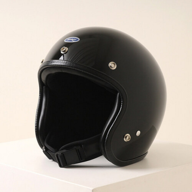 에딜롯 EDIROT GT OPEN FACE HELMET (BLACK) 전기 자전거 이륜차 운동용 안전모 오픈 페이스 클래식 소두 헬멧, 확인, XS