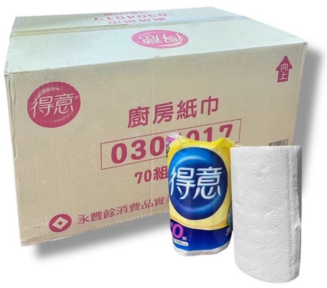 得意 抽取式廚房紙巾 100抽x6包x5袋, 1個, 箱購宅配【得意】捲筒廚房紙巾*48捲