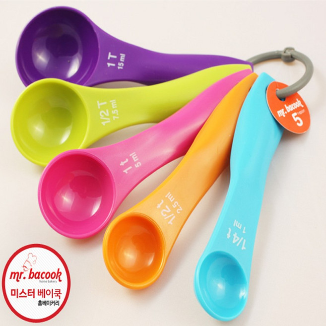 미스터베이쿡 컬러 계량스푼 5종세트-이유식 계량스푼, 5종set, 1개
