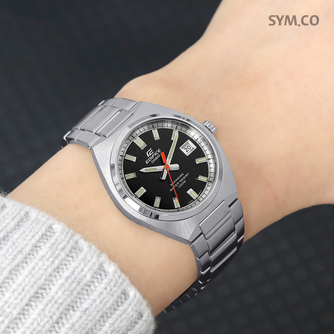 에디피스 사파이어 글라스 실버 아날로그 캐쥬얼 정장 남자 메탈 손목시계