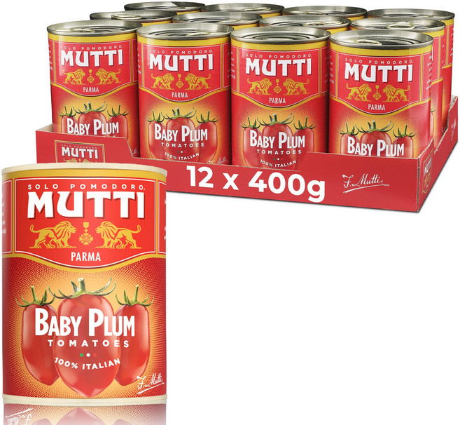 무티 베이비 로마 토마토 (다테리니) 14 온스 | 12개 Mutti Baby Roma Tomatoes (Datterini) 14 oz. | 12 Pack | Italy’s #, 396g, 1개