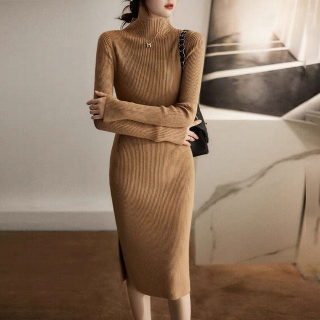 3컬러 반목 니트 롱 원피스 단아한 반목 니트 원피스 asa+36260pq