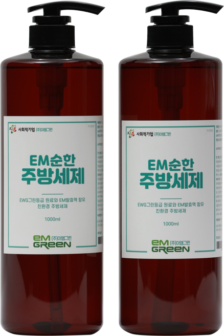 이엠그린 EM순한 주방세제, 1L, 2개