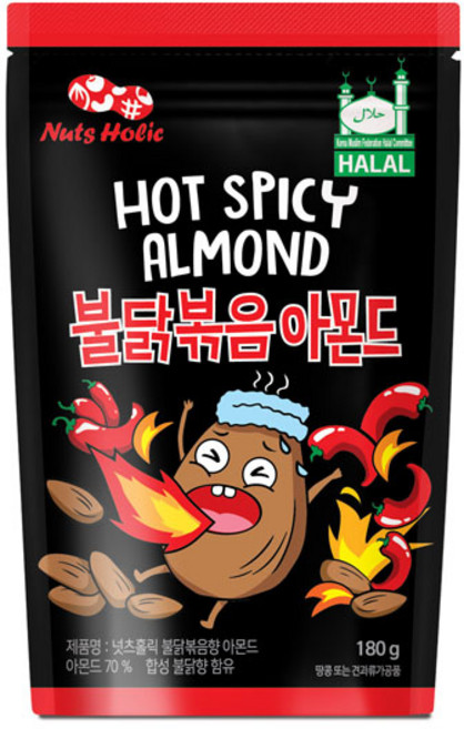 하루견과 넛츠홀릭 HALAL 불닭아몬드 할랄 180g, 1개