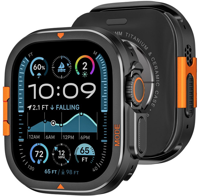 더조은셀러 스틸 핏 아연 합금 풀커버 메탈 프레임 보호 케이스 애플워치 호환, 1개, 블랙