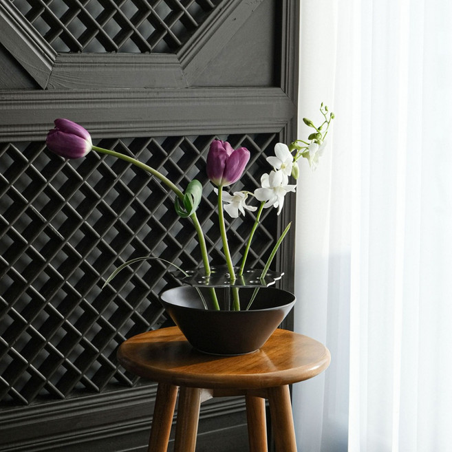 네르하 이케바나 도자기 꽃꽂이 화병 꽃병, 단청4잎, 아이보리