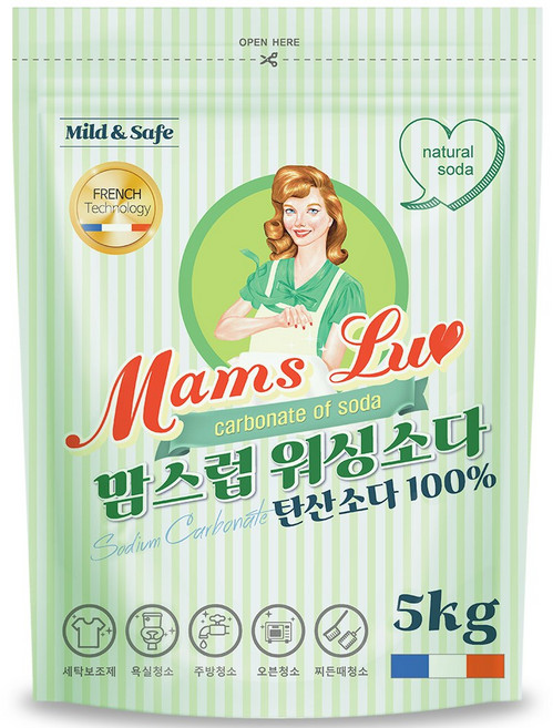 맘스럽 워싱소다 탄산소다 초강력 세탁보조제 100% 탈취인증, 5kg, 1개