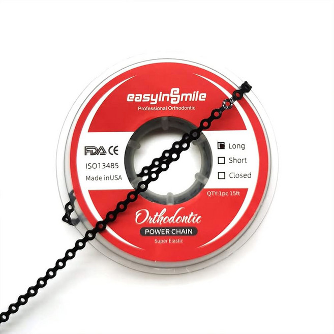 교정용 SNAWOP 교정 파워 체인 멀티컬러 스풀 탄성 고무 밴드 긴 검은색, Long, White, 1개