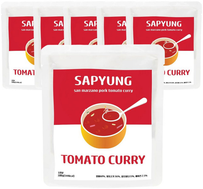 사평 고기 듬뿍 저수분 토마토 카레 라구 소스 파스타, 6개, 180g