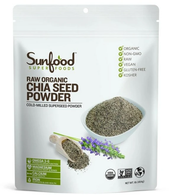 선푸드 치아씨드 치아시드 파우더 가루 분말 454g (미국) Sunfood Superfoods Raw Organic Chia Seed Powder, 1개 - 쿠팡