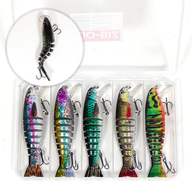 ZIO-BIZ 8단 관절 베이트 5종 세트 / 관절형 립 조인트 미노우 입체 어안 싱킹미노우 루어낚시 루어미끼 루어미노우 쏘가리미노우 쏘베이트 낚시용품, 1개