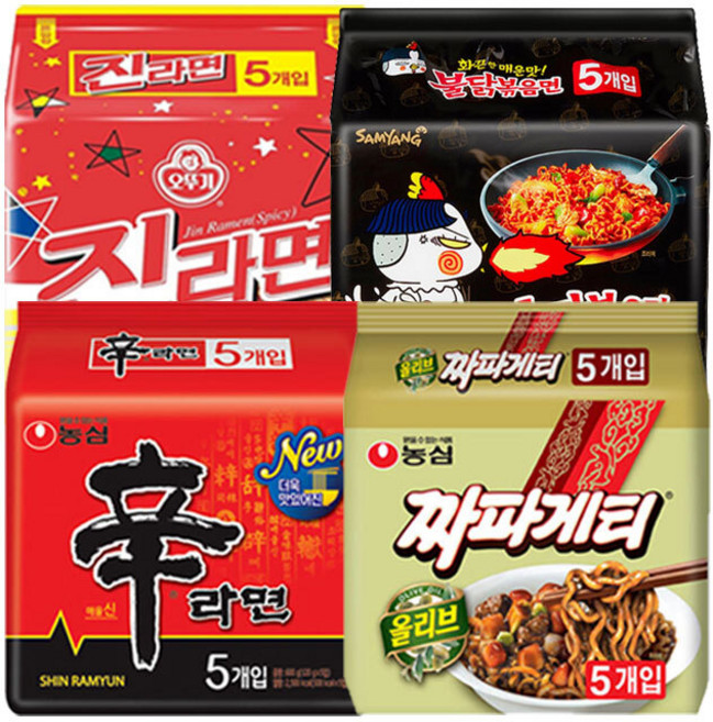 봉지라면 혼합 20 (신라면5+짜파게티5+진라면매운맛5+불닭볶음면5), 단일속성, 20개