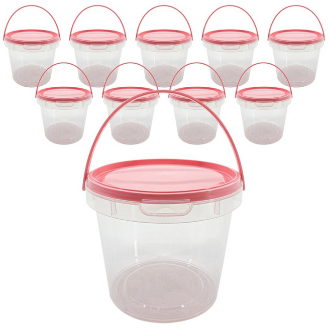 정담 손잡이 원형 구디백 바스켓, 소형 800ml 핑크, 10개