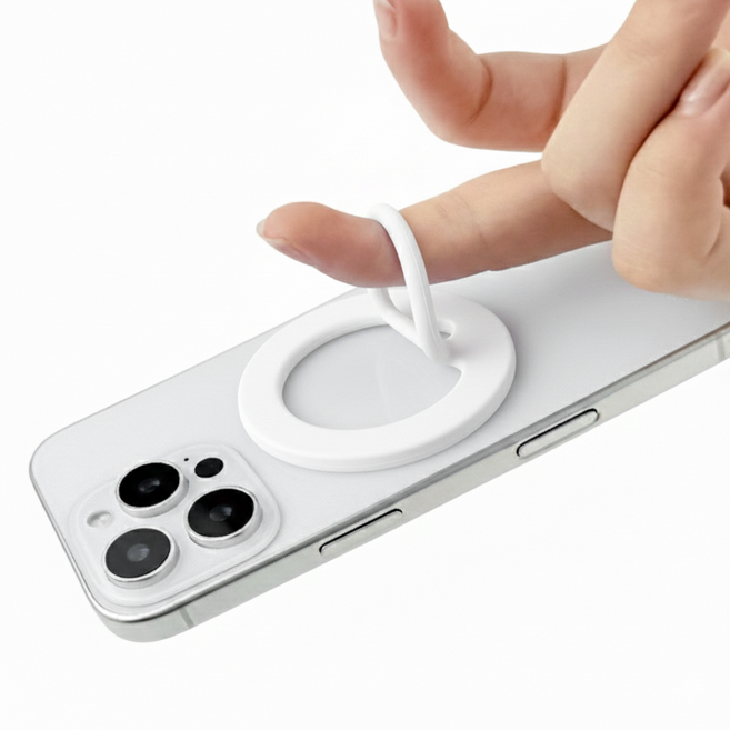 옐로우베이스 맥세이프 리퀴드 실리콘 링 부드러운 그립톡, 1개, 화이트