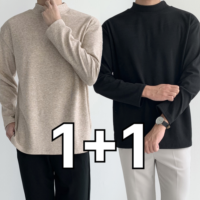 [1+1] 핏노블 남자 반목티 니트 반폴라 목폴라 티셔츠