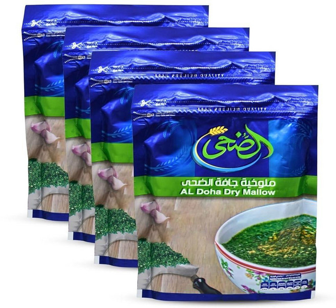 Al Doha Dry Mallow 프리미엄 포장 이집트 시금치 말린 몰로키아 몰로체야 물루키야 도하 엘도하 엘도하 요리용 코셔 할랄 (4팩 = 400g / 400gm)