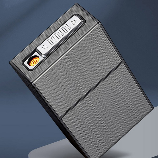 텐 와이어 충전식 담배케이스 라이터 USB충전 일반형 슬림형 선택가능, 텐와이어충전식담배케이스라이터일반형-블랙