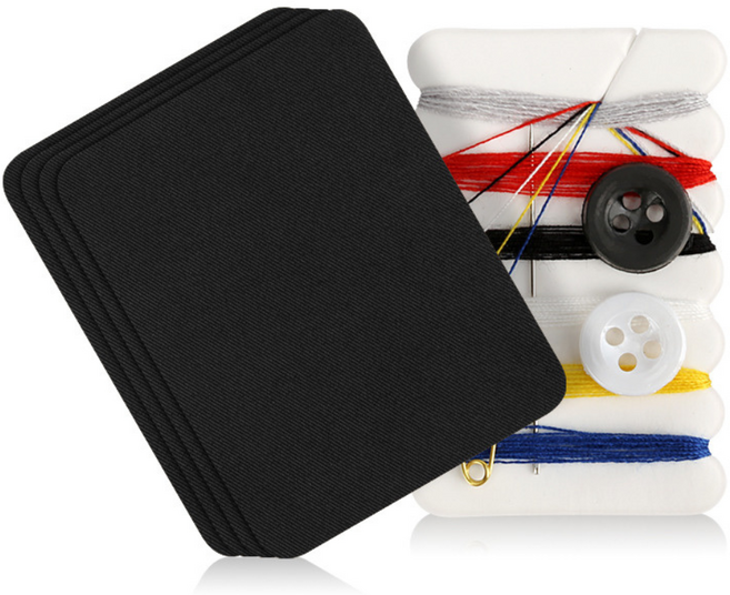 면바지 면옷 셀프 수선 구멍 보수 패치, 1개, 블랙