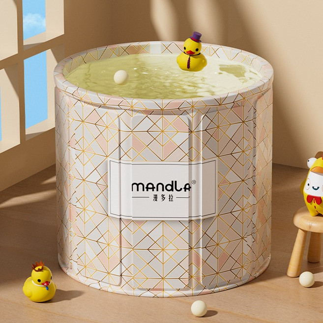 泡澡桶大人摺疊兒童洗澡桶冬天成人全身浴桶家用沐浴桶浴缸坐浴盆, 1個, 粉白:注水坐墊+排水管