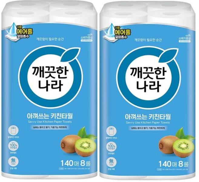 깨끗한나라 아껴쓰는 키친타올, 140매, 16개