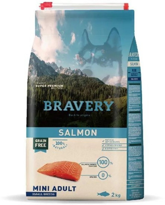 BRAVERY 焙菲力狗飼料小型成犬鮭魚配方 西班牙, 2kg, 1個, 鮭魚+蔬菜