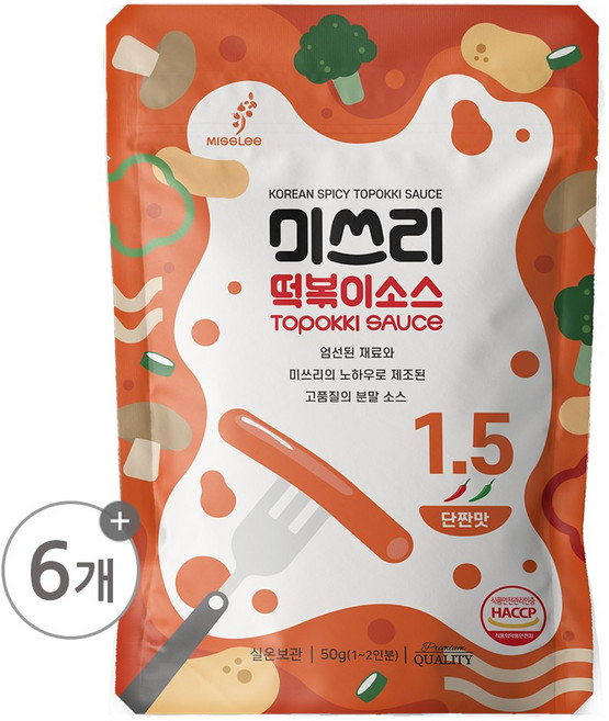 미쓰리 떡볶이 소스 1.5단짠맛, 50g, 6개