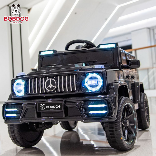 BOBDOG 兒童電動車遙控越野車, 1個, 巴布豆正品 【遙控調速+藍牙搖擺音樂+雙開門】【巴布豆 黑色】 雙驅 藍牙遙控搖擺 雙超大電