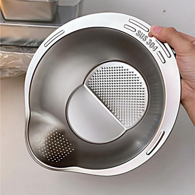 쿠코아 흘러내림 방지 304 스테인리스 다용도 세척볼, 1개, 실버