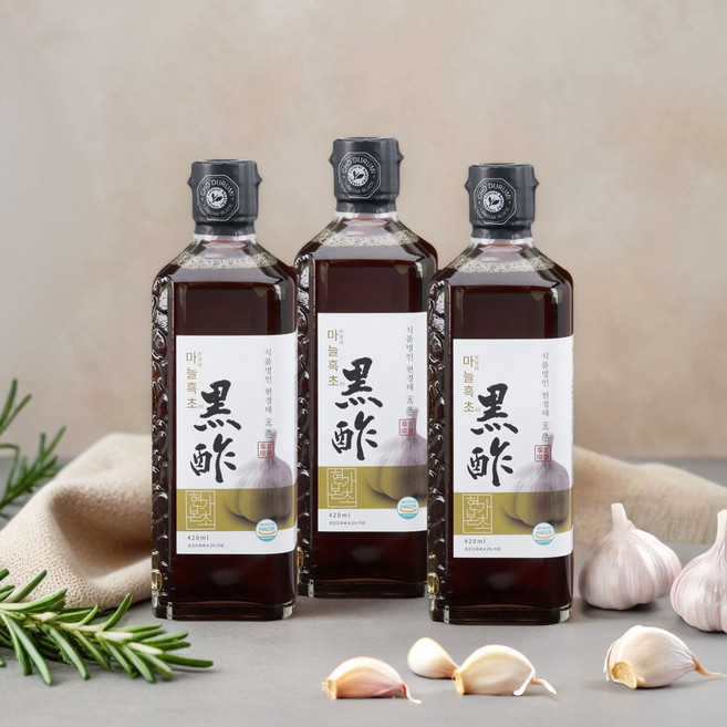 현가본초 식품명인 현경태 전통발효식초 초두루미 마늘흑초, 420ml, 3개