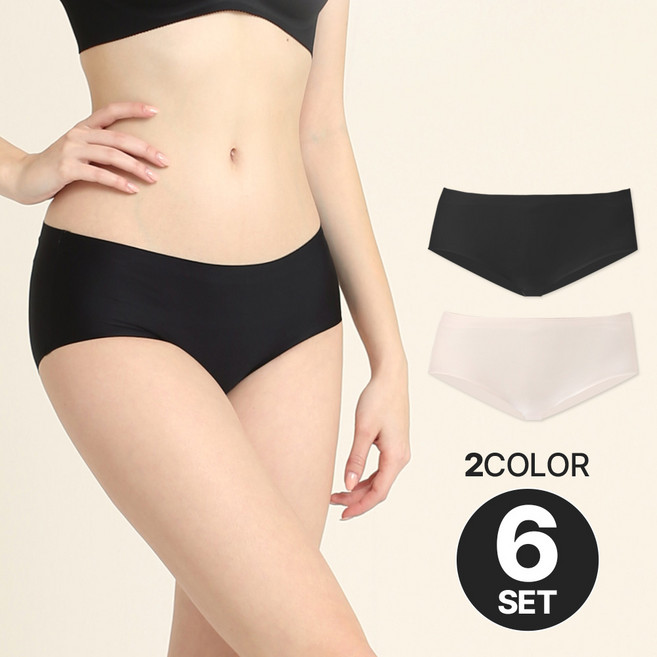 베이직스킨 고탄력 무봉제 심리스 노라인 베이직 이너팬티 6종세트 BEE-X613