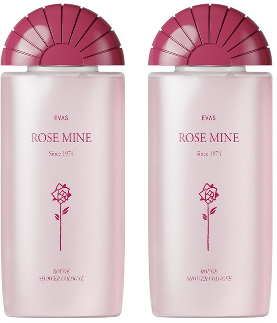에바스 로즈마인 샤워코롱 루지 깊고 진한 레드 장미향, 2개, 185ml