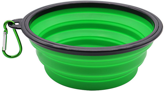 호환 사료 용품 접이식 실리콘 그릇 Carabiner 고양이 여행 애완 동물 액세서리와 휴대용 강아지 컨테이너, green, 1개