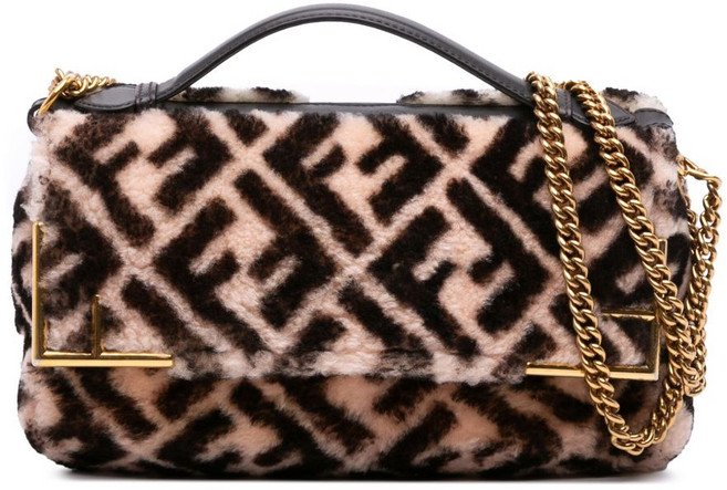 펜디 중고 2010-2025 주카 시어링 더블 F 바게트 사첼 백