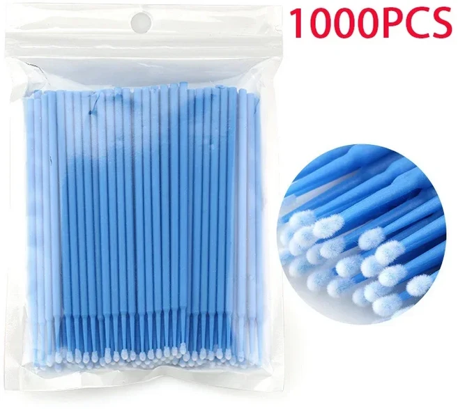 500/1000PCS 속눈썹 청소 브러시 ​​매우 다채로운 크리스탈 마이크로 뷰티 클린 리무버 도구 도매업, 01 양모 섬유, 01 1000PCS Blue