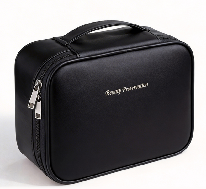 여행용 대용량 화장품 파우치 방수 메이크업 휴대용 고급 가방 수납, 1개, 블랙