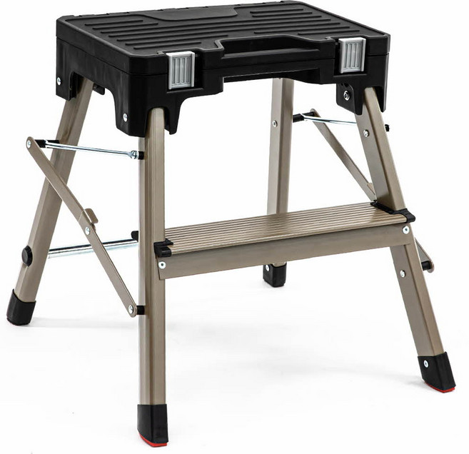 로티홈시스 접이식 사다리 가정용 A형 알루미늄 미니 이동식 작업 발판 계단, 멀티툴 사다리 2단, 탄, 1개