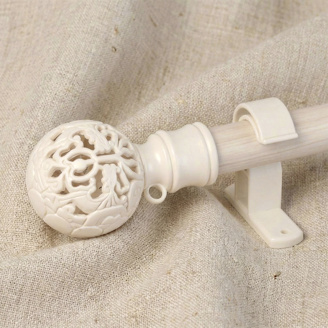 모던뷰 25mm 지구 커튼봉 거실 창문 길이조절 커텐봉 세트, 아이보리