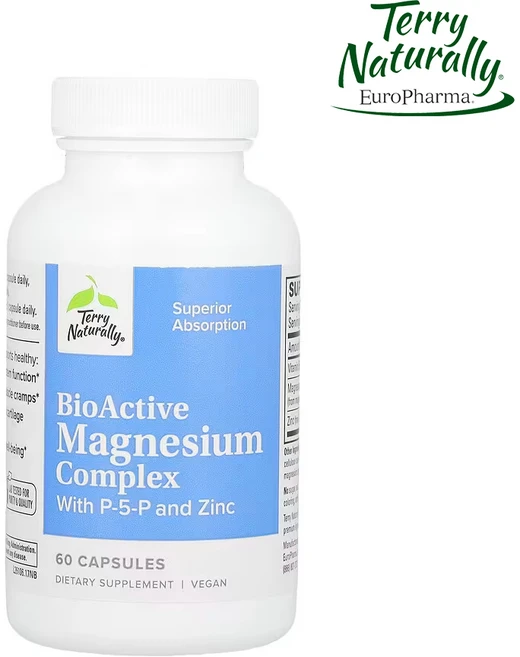 테리내추럴리 바이오엑티브 마그네슘 컴플렉스 위드 P5P 아연 60캡슐 비타민B6 징크, 60정, 1개 - 쿠팡