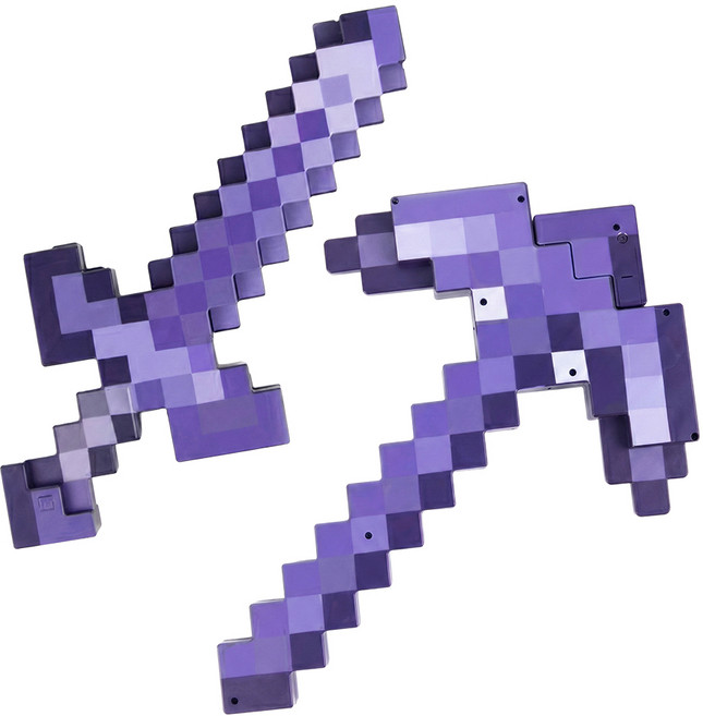 마인크래프트 굿즈 장난감 역할놀이 다이아몬드 검&곡괭이, 보라 검&곡괭이, 1개