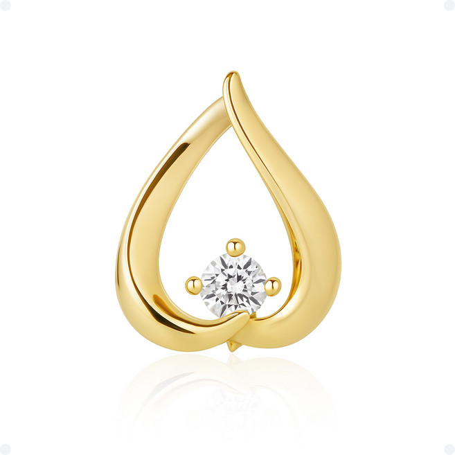 쥬넬 14K 히트메 물방울 눈물 라인 큐빅 금 팬던트