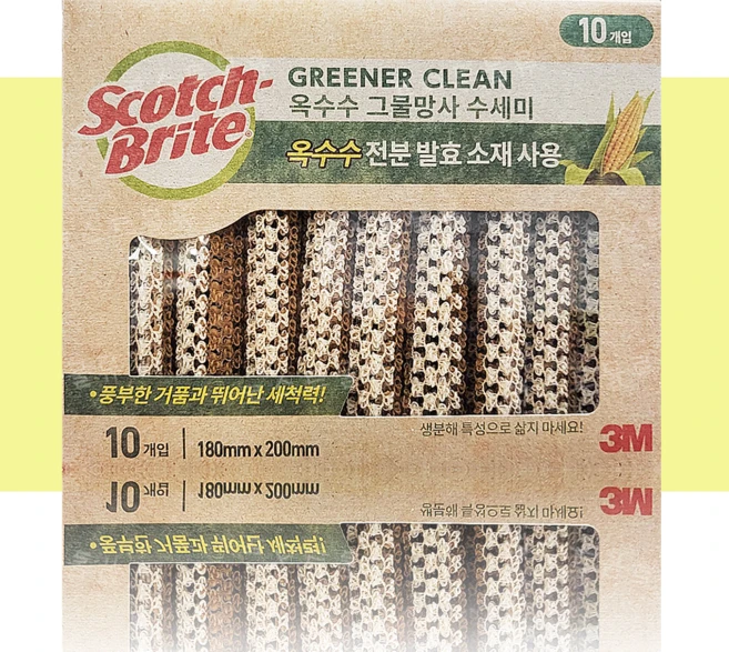 3M 내츄럴 옥수수 그물망사 수세미, 10개입, 1개 - 쿠팡