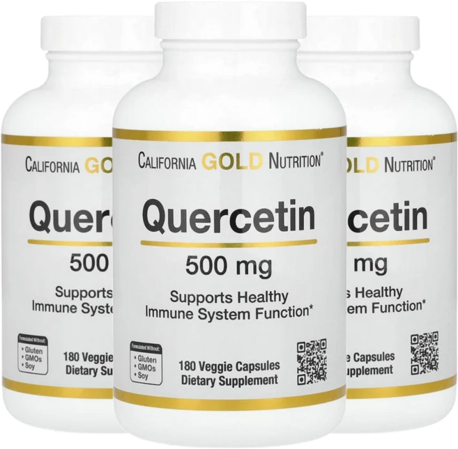 캘리포니아 골드 뉴트리션 CGN 퀘르세틴 500mg 180캡슐 3통, 3개, 180정 - 쿠팡