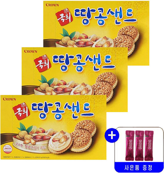 크라운 국희 땅콩샌드, 372g, 3개