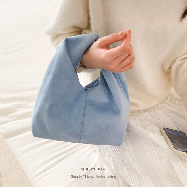 초미니 스웨이드 포인트 매듭백 여성 초소형 토트백 핸드백 심플 코디 가방