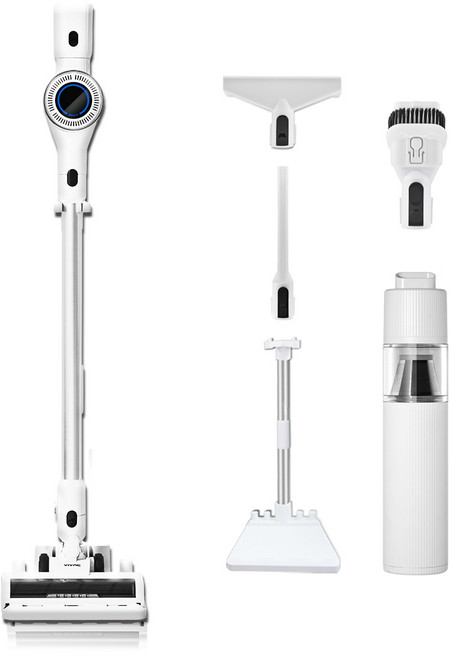 최신형 차이슨 무선 스틱 청소기 BLDC 흡입력 좋은 진공청소기 + 다양한 구성품 + 평생AS, V25000, 화이트