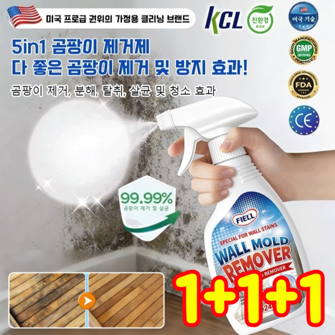 2+1 다기능 곰팡이 제거 스프레이 wall mold remove 초강력 곰팡이제거제 벽지 곰팡이제거제, 240ml*1병, 240ml