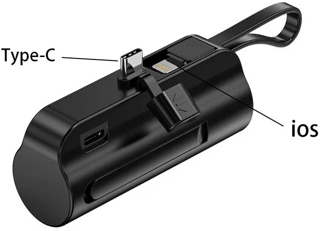 Xiaomi 5000mAh 미니 보조베터리 휴대용 25W 배터리 iPhone에 적합 Samsung 내장 Type-C 번개 플러그, 04 Black Type-C