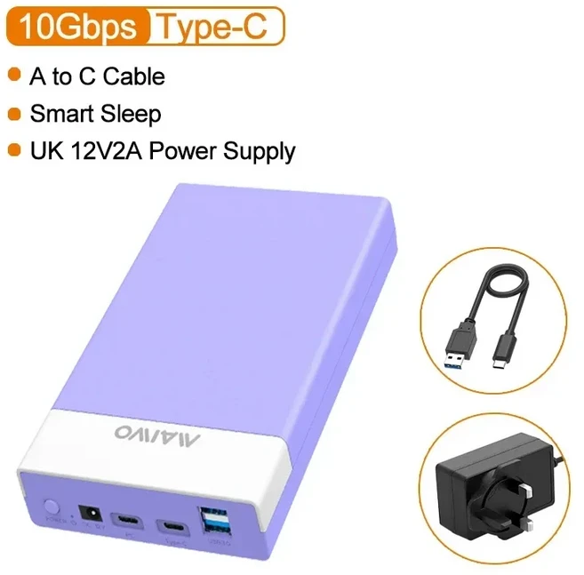 MAIWO 외장형 하드 드라이브 인클로저3.5 2.5인치 SATA SSD HDD USB 허브 기능 C - 어댑터 케이스 최대 20, 03 UK Plug